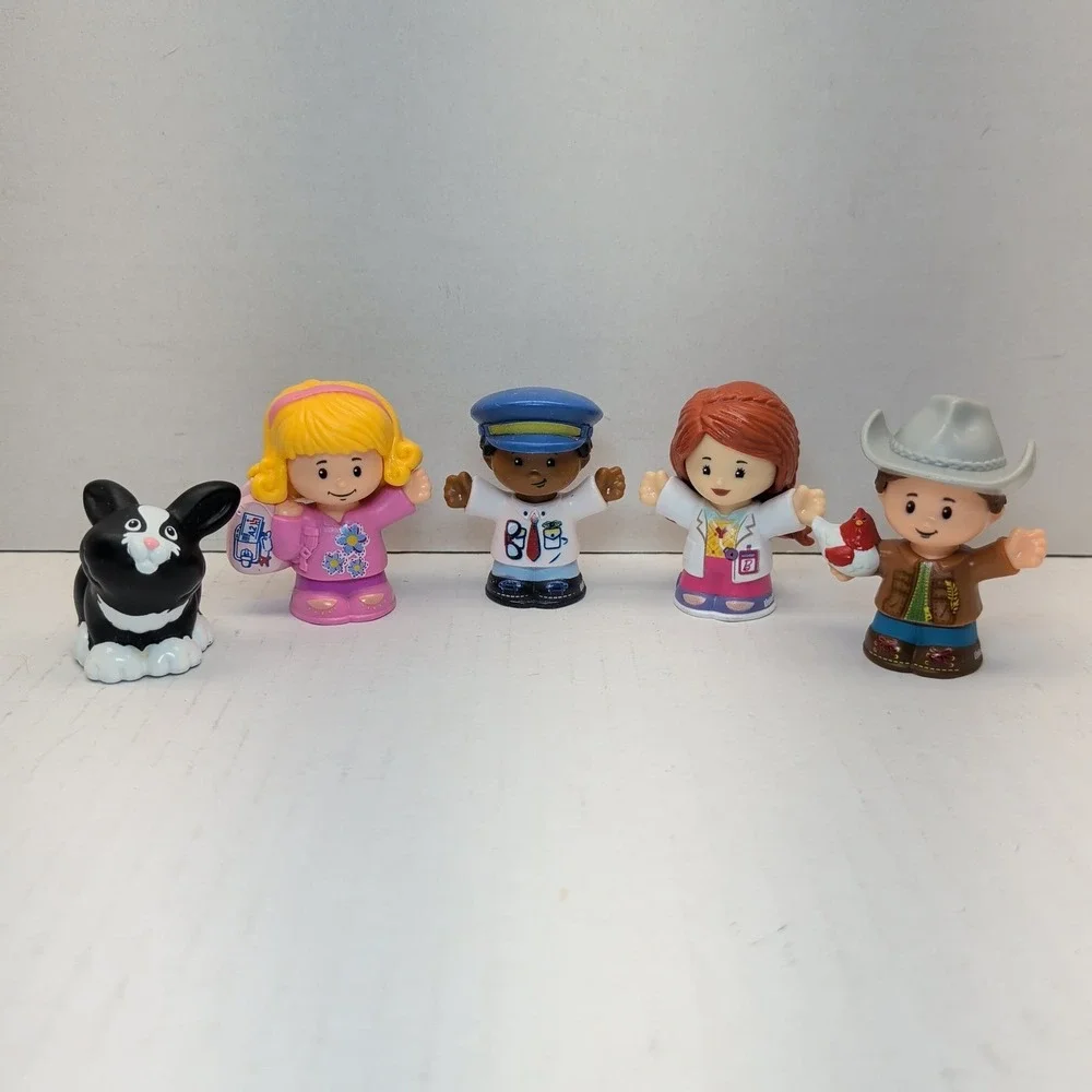 Fisher-Price Little People Figure Lot of 5 Pilot Traveler Doctor Farmer Rabbit